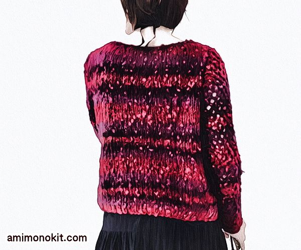 無料編み図プル☆透かし袖のふわっと感が可愛いセーター - プル 