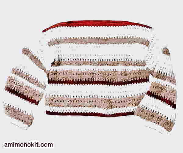 無料編み図レシピ毛糸ピエロソフトメリノかぎ針編みのドロップセーター3
