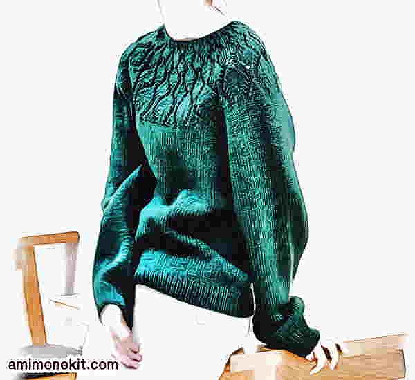 棒針編み無料編み図セーター毛糸ピエロソフトメリノヨークセーター4