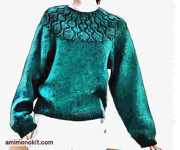 棒針編み無料編み図セーター毛糸ピエロソフトメリノヨークセーター1