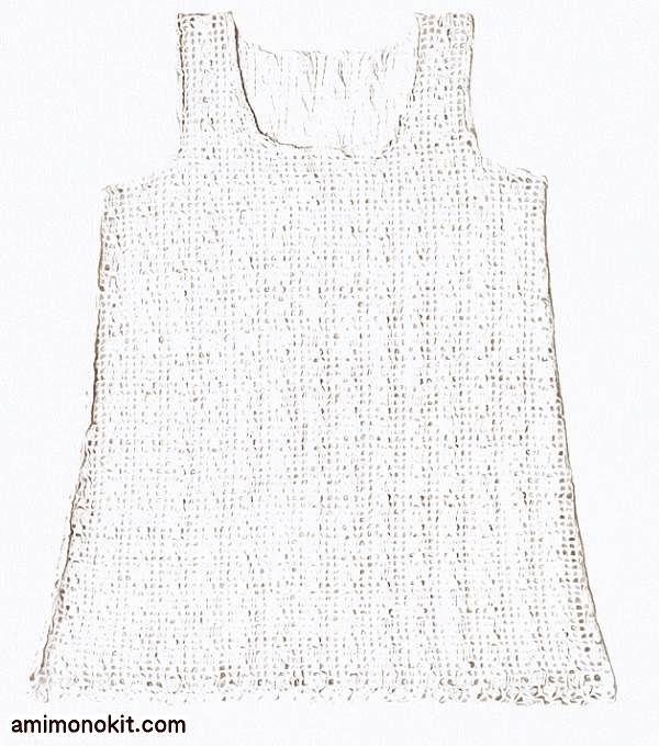 麻糸で涼やかなチュニック無料編み図透け感重ね手編み3