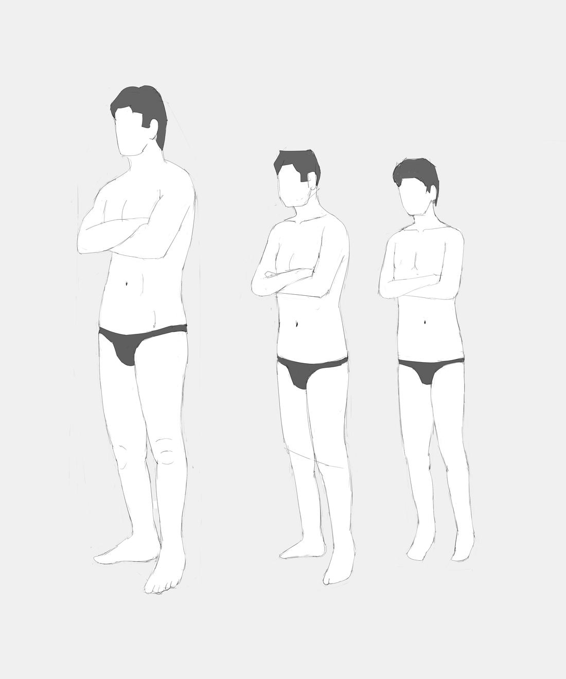 絵が上手くなるために色々な物を描くためのブログ 男性の体を描く その９４ ポーズ集から成人男性をスケッチして 少年の体格を想定して描く