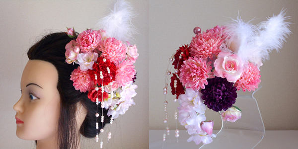 マムと桜とローズの成人式髪飾り