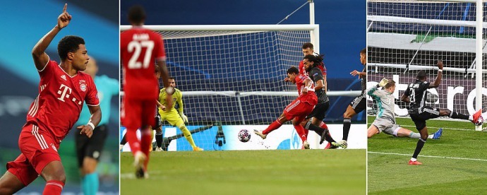 CHAMPIONS LEAGUE SEMI-FINAL Lyon vs Bayern Munich Serge Gnabry scores first-half double