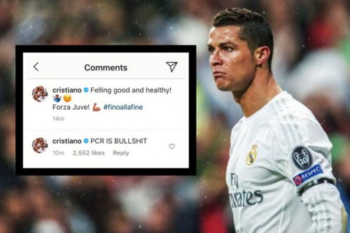 Cristiano Ronaldo on Instagram PCR IS BULLSHIT