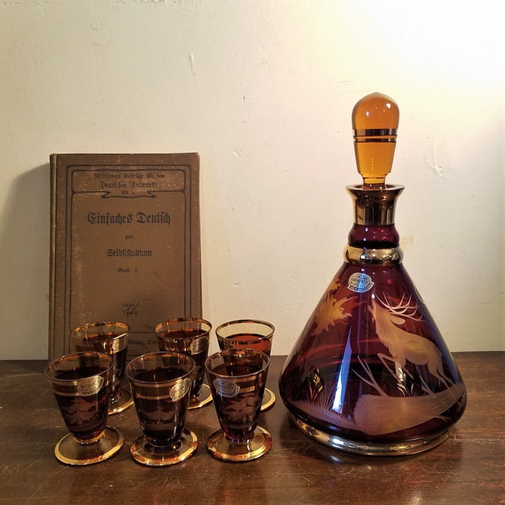 チェコ ボヘミアガラス（ボヘミアングラス）のデキャンタ＆グラス 